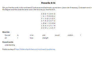 Proverbs 8:14 Word Search Puzzle