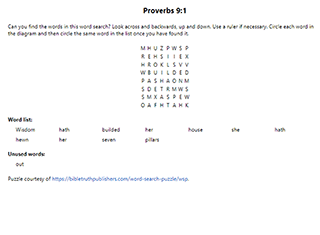 Proverbs 9:1 Word Search Puzzle