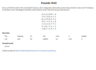 Proverbs 10:22 Word Search Puzzle