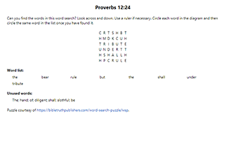 Proverbs 12:24 Word Search Puzzle
