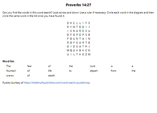Proverbs 14:27 Word Search Puzzle
