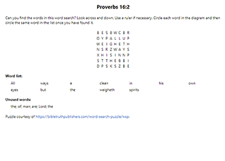 Proverbs 16:2 Word Search Puzzle