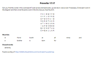 Proverbs 17:17 Word Search Puzzle