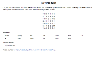 Proverbs 20:24 Word Search Puzzle