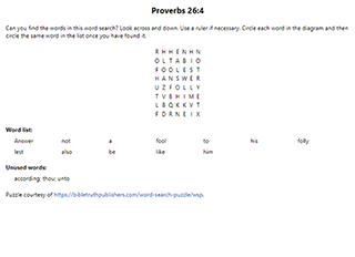 Proverbs 26:4 Word Search Puzzle