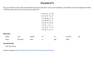 Proverbs 27:1 Word Search Puzzle