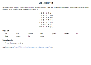 Ecclesiastes 1:5 Word Search Puzzle
