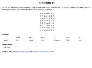 Ecclesiastes 2:6 Word Search Puzzle