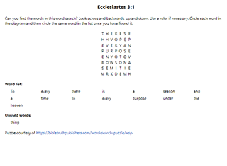 Ecclesiastes 3:1 Word Search Puzzle