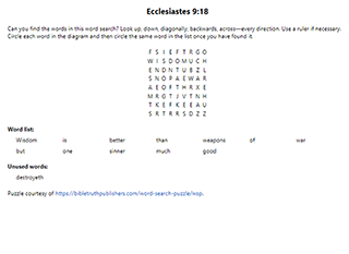 Ecclesiastes 9:18 Word Search Puzzle