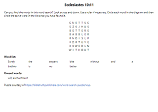 Ecclesiastes 10:11 Word Search Puzzle