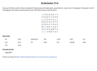 Ecclesiastes 11:4 Word Search Puzzle