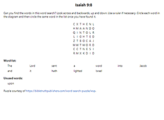 Isaiah 9:8 Word Search Puzzle