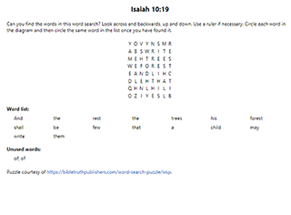 Isaiah 10:19 Word Search Puzzle