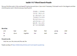 Isaiah 11:7 Word Search Puzzle