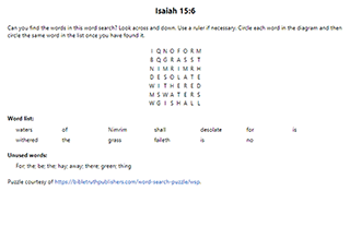 Isaiah 15:6 Word Search Puzzle
