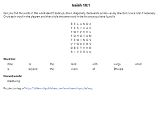 Isaiah 18:1 Word Search Puzzle