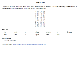 Isaiah 20:5 Word Search Puzzle