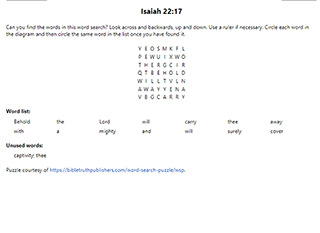 Isaiah 22:17 Word Search Puzzle