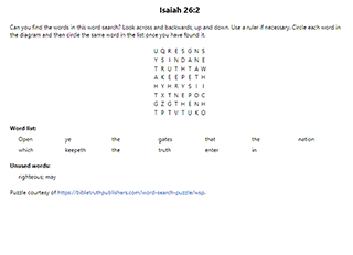 Isaiah 26:2 Word Search Puzzle