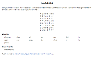 Isaiah 28:24 Word Search Puzzle