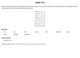 Isaiah 31:6 Word Search Puzzle