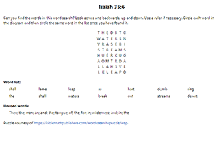 Isaiah 35:6 Word Search Puzzle