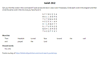 Isaiah 38:2 Word Search Puzzle