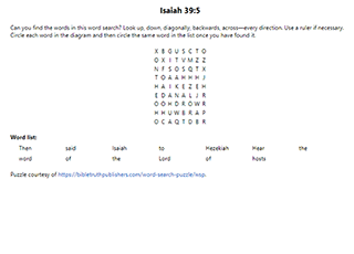 Isaiah 39:5 Word Search Puzzle