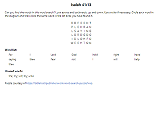 Isaiah 41:13 Word Search Puzzle