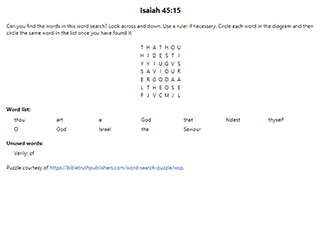 Isaiah 45:15 Word Search Puzzle