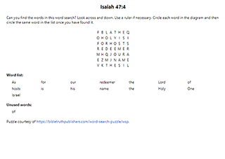 Isaiah 48:10 Word Search Puzzle