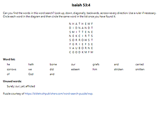 Isaiah 53:4 Word Search Puzzle