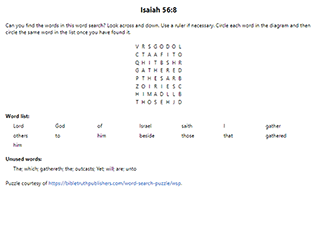 Isaiah 56:8 Word Search Puzzle