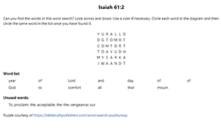 Isaiah 61:2 Word Search Puzzle