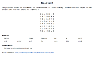 Isaiah 65:17 Word Search Puzzle