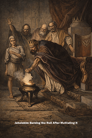 Jeroiakim burning the roll after mutilating