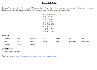 Jeremiah 14:4 Word Search Puzzle