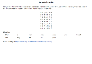 Jeremiah 16:20 Word Search Puzzle