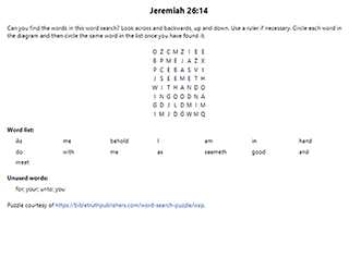 Jeremiah 26:14 Word Search Puzzle