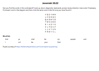 Jeremiah 31:26 Word Search Puzzle