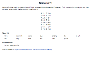 Jeremiah 37:4 Word Search Puzzle