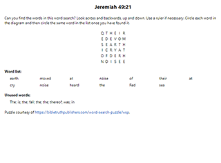 Jeremiah 49:21 Word Search Puzzle