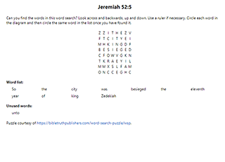 Jeremiah 52:5 Word Search Puzzle