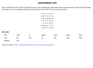 Lamentations 3:25 Word Search Puzzle