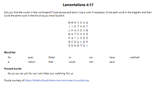 Lamentations 4:17 Word Search Puzzle
