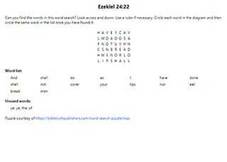 Ezekiel 24:22 Word Search Puzzle