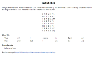 Ezekiel 30:19 Word Search Puzzle