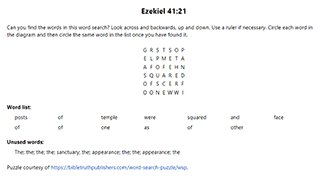 Ezekiel 41:21 Word Search Puzzle