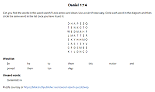 Daniel 1:14 Word Search Puzzle